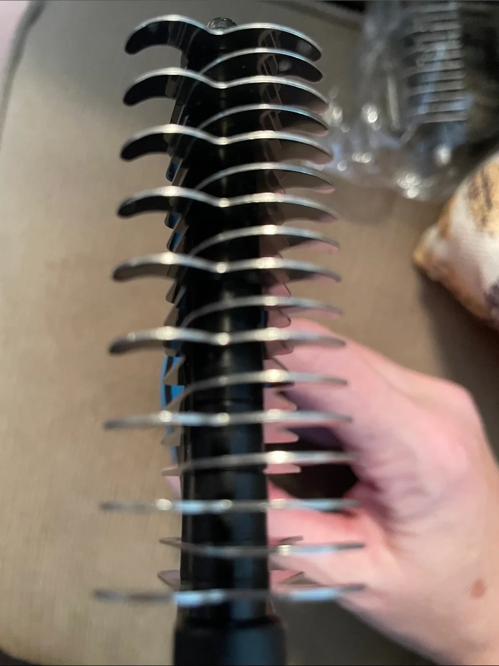Blue Dual-Row Pet Deshedding Rake Grooming Tool New
